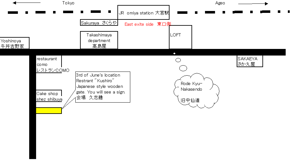 3rd of June's location Restrant 'Kushiro' Japanese style wooden gate. You will see a sign. ���@�v�u�